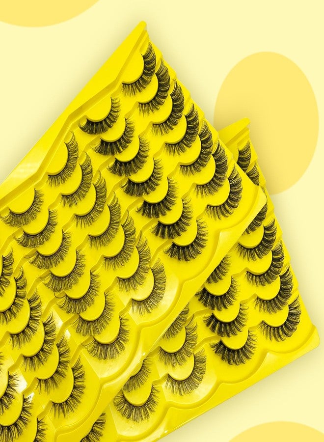 Royaomis 21 Pairs Russian Strips Lashes 12-18mm Wispy Fake Lashes that Look Like Extensions D Curl Lash Strips 3 Styles Natural False Lashes Mink（21-yellow） - Image 5