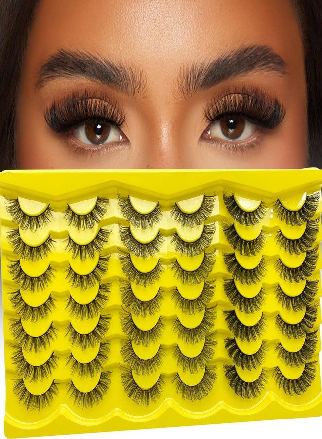 Royaomis 21 Pairs Russian Strips Lashes 12-18mm Wispy Fake Lashes that Look Like Extensions D Curl Lash Strips 3 Styles Natural False Lashes Mink（21-yellow） - Image 1