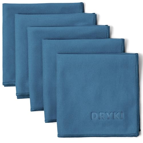 DRYKI Sweat Absorbing Handkerchiefs - The Original Pocket-Sized Sweat Towels - Quick-Dry Microfiber Sweat Rags for Face, Hands, & Body - Men & Women - Gym, Sports, and Work (Blue: 5 Pack) - Image 1