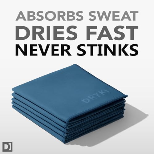 DRYKI Sweat Absorbing Handkerchiefs - The Original Pocket-Sized Sweat Towels - Quick-Dry Microfiber Sweat Rags for Face, Hands, & Body - Men & Women - Gym, Sports, and Work (Blue: 5 Pack) - Image 3