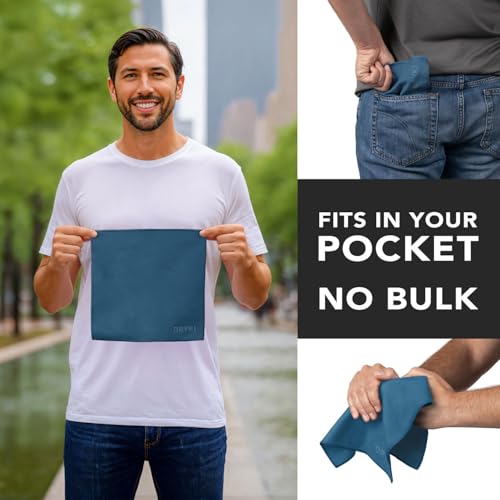 DRYKI Sweat Absorbing Handkerchiefs - The Original Pocket-Sized Sweat Towels - Quick-Dry Microfiber Sweat Rags for Face, Hands, & Body - Men & Women - Gym, Sports, and Work (Blue: 5 Pack) - Image 4