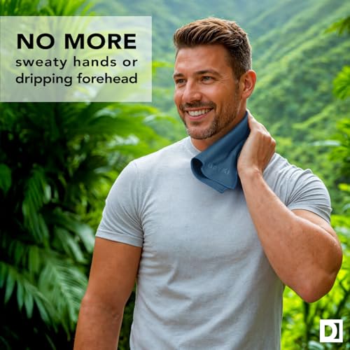 DRYKI Sweat Absorbing Handkerchiefs - The Original Pocket-Sized Sweat Towels - Quick-Dry Microfiber Sweat Rags for Face, Hands, & Body - Men & Women - Gym, Sports, and Work (Blue: 5 Pack) - Image 2