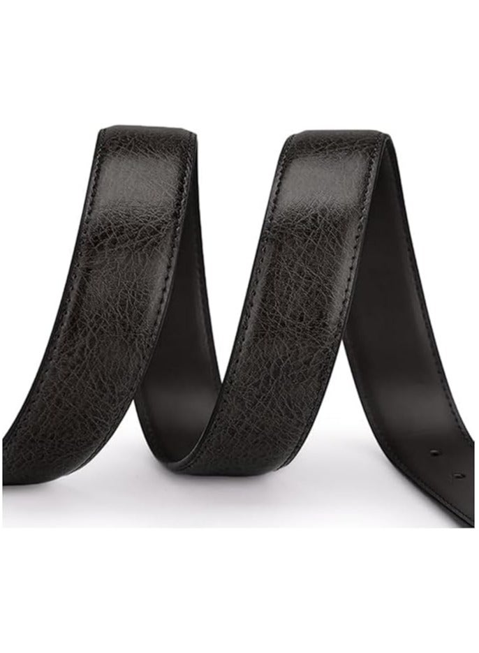 خاجول أحزمة رجالية من الجلد الطبيعي، مصنوعة يدويًا من جلد البقر، ملابس كلاسيكية غير رسمية للعمل، للاستخدام الرسمي والمكتبي (أسود) - Image 3