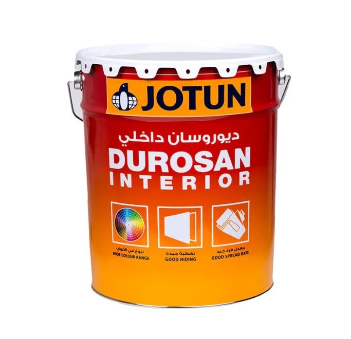 دهان دويروسان إنترير مات 18 لتر، أبيض – 0567 دهان داخلي أكريليك كوبوليمر مات للحفاظ على اللون وتدفق ممتاز