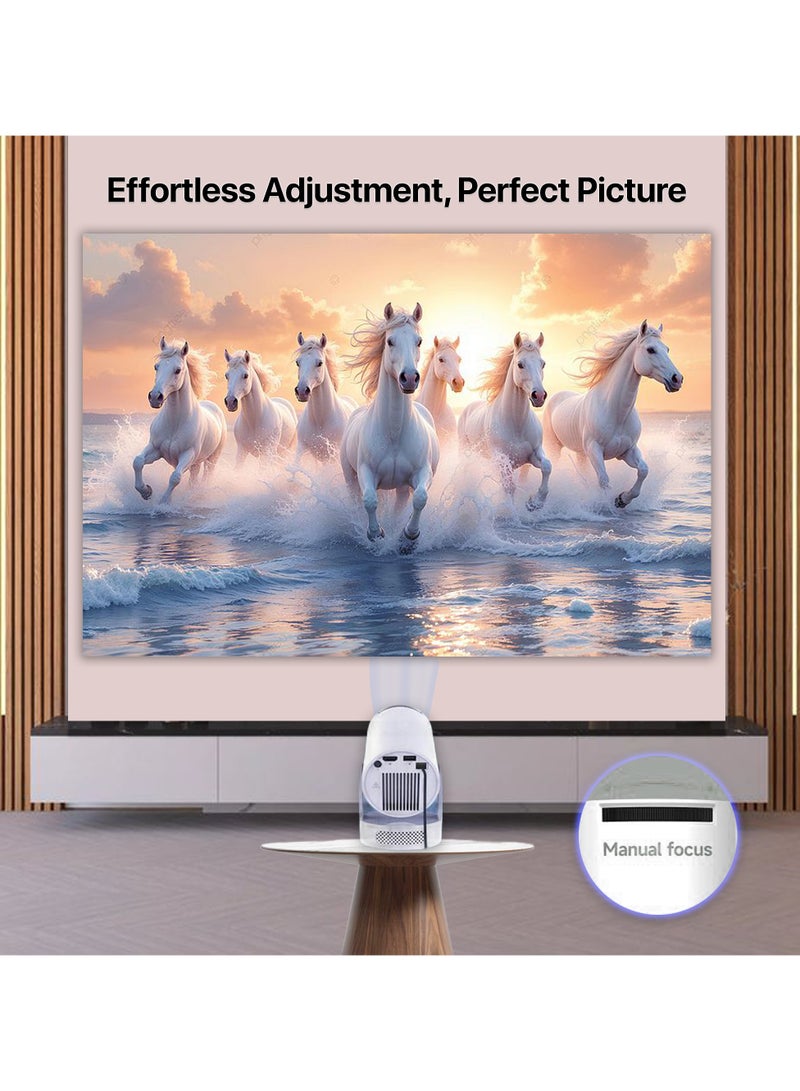 ABJ HY300 Ultra Mini Portable Projector – Auto Keystone, Full HD 1080p (4K Decoding), 170–300 ANSI Lumens, Android 11, Dual-Band WiFi 6 & Bluetooth 5.4, Built-in 5W Base Speaker, 180° Rotation  - Image 2