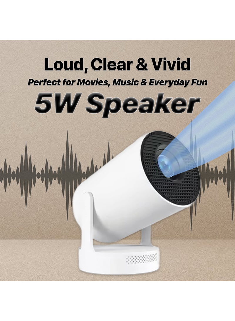 ABJ HY300 Ultra Mini Portable Projector – Auto Keystone, Full HD 1080p (4K Decoding), 170–300 ANSI Lumens, Android 11, Dual-Band WiFi 6 & Bluetooth 5.4, Built-in 5W Base Speaker, 180° Rotation  - Image 3