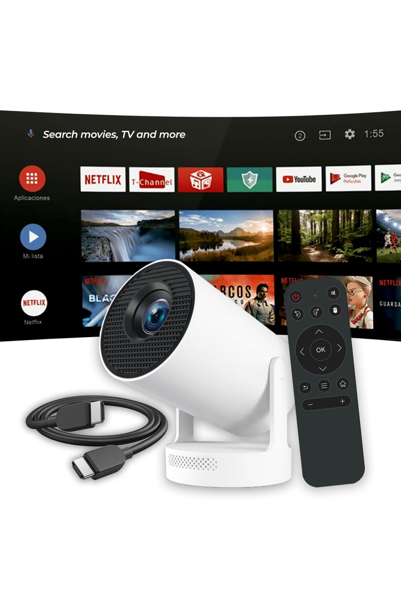 ABJ HY300 Ultra Mini Portable Projector – Auto Keystone, Full HD 1080p (4K Decoding), 170–300 ANSI Lumens, Android 11, Dual-Band WiFi 6 & Bluetooth 5.4, Built-in 5W Base Speaker, 180° Rotation  - Image 1