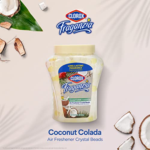 Clorox معطر هواء كلوركس فراجانزيا كريستال بيدز برائحة جوز الهند كولادا - مزيل روائح طويل الأمد للغرف - كرات هلامية لإزالة الروائح المنفرة لتجديد المنزل أو السيارة أو المكتب، 12 أونصة سائلة - Image 2