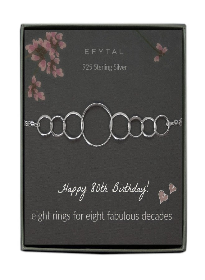 EFYTAL 80 Birthday Gifts, 925 Sterling Silver 8 Rings Bracelet for Women, 8 Circles Jewelry, Gifts for 80 Year Old, 80th Birthday Gifts for Grandma - Image 1
