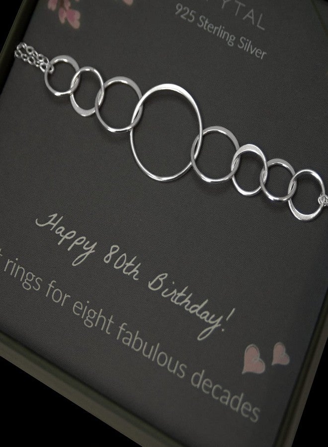 EFYTAL 80 Birthday Gifts, 925 Sterling Silver 8 Rings Bracelet for Women, 8 Circles Jewelry, Gifts for 80 Year Old, 80th Birthday Gifts for Grandma - Image 5