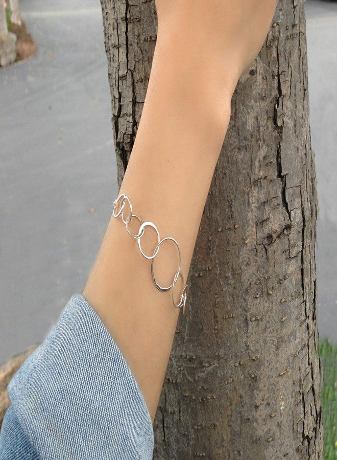 EFYTAL 80 Birthday Gifts, 925 Sterling Silver 8 Rings Bracelet for Women, 8 Circles Jewelry, Gifts for 80 Year Old, 80th Birthday Gifts for Grandma - Image 2