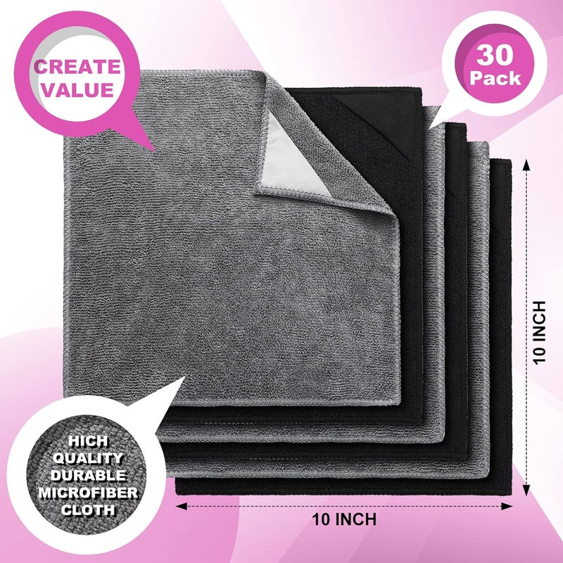 Tudomro 30 Pcs Magnetic Cleaning Cloth Dry Erasers Bulk for White Boards with Most Whiteboards Dry Erase Eraser Reusable Microfiber Cloth Eraser for Classroom, Home Office, 10'' x 10'' (Black, Gray) - Image 4