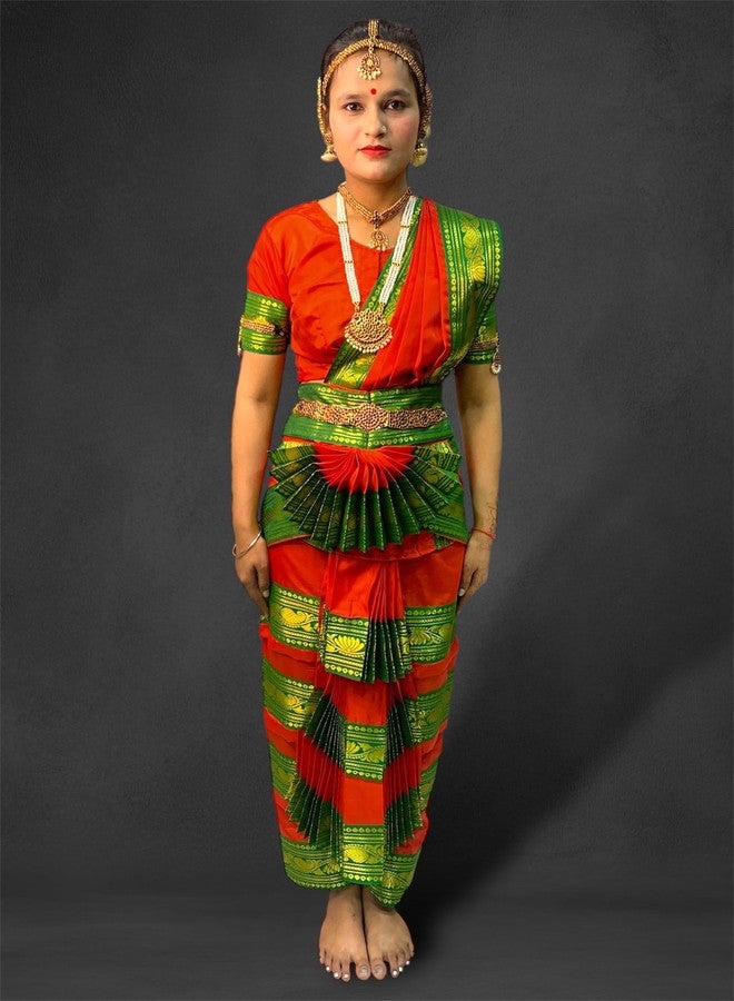TWINKLE TOTS TwinkleTots Readymade Silk Bharatanatyam Dance Dress for Girls | Fancy Dress/Costume Competitions/School Events/Annual Functions Red - Image 3