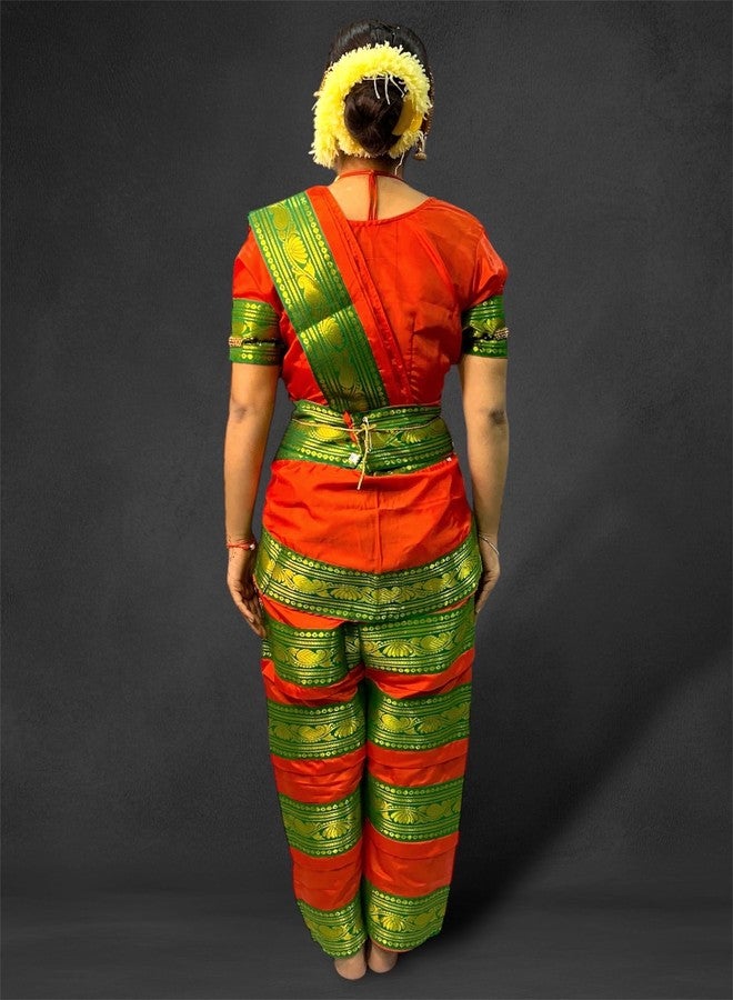 TWINKLE TOTS TwinkleTots Readymade Silk Bharatanatyam Dance Dress for Girls | Fancy Dress/Costume Competitions/School Events/Annual Functions Red - Image 4