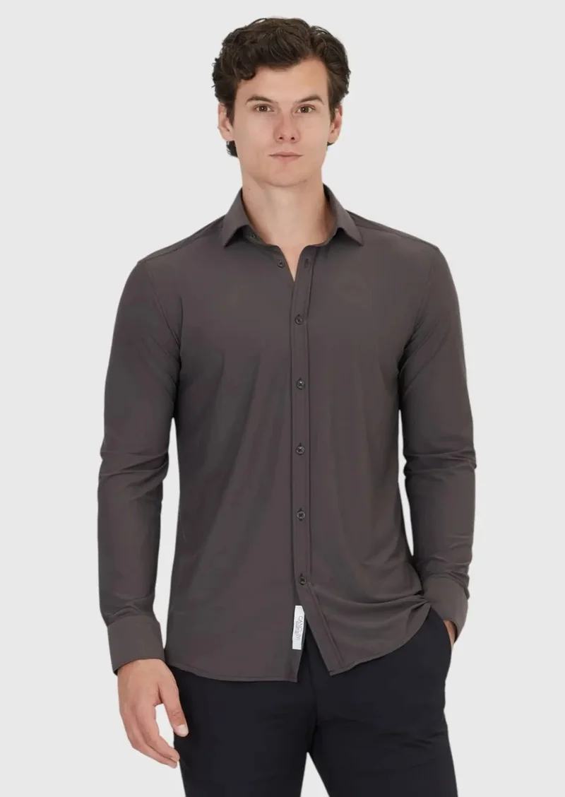 RAMSEY Burgundy Plain Regular Fit Weaving Classical Shirt