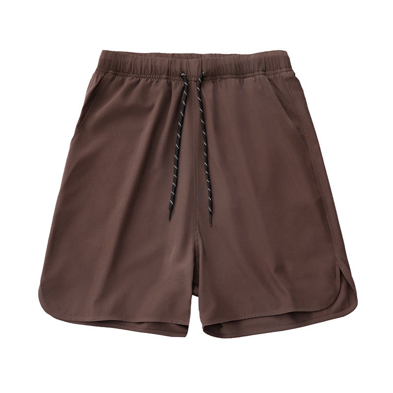 Split Design Outdoor Casual Shorts Mens Summer New Beach Pants Basic All-match Five-point Pants for Two-open Brown - Image 1