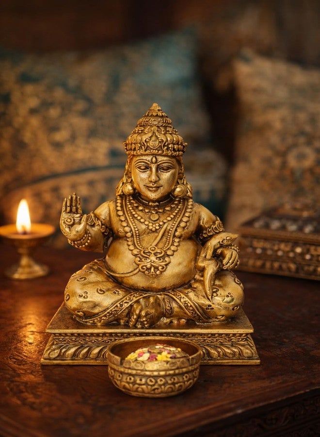 BEXCO Kuber Brass Statue, God of Wealth and Prosperity Lord Kuber 3.1 Inches Height, 110gms Weight Hindu Religious Figurine (Center Kalash) - Image 3