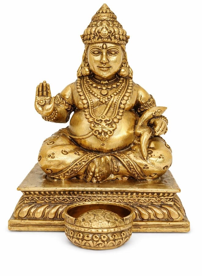 BEXCO Kuber Brass Statue, God of Wealth and Prosperity Lord Kuber 3.1 Inches Height, 110gms Weight Hindu Religious Figurine (Center Kalash) - Image 1