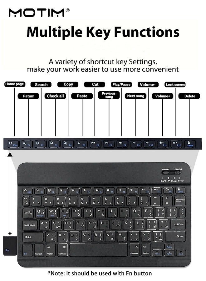Motim Universal Wireless Keyboard and Mouse Combo (Arabic English), Ultra-Slim Design, Silent Typing Keys, Typewriter Cordless Keyboard and Mouse Set for Android, iOS, Windows & Mac Compatibility  - Image 2