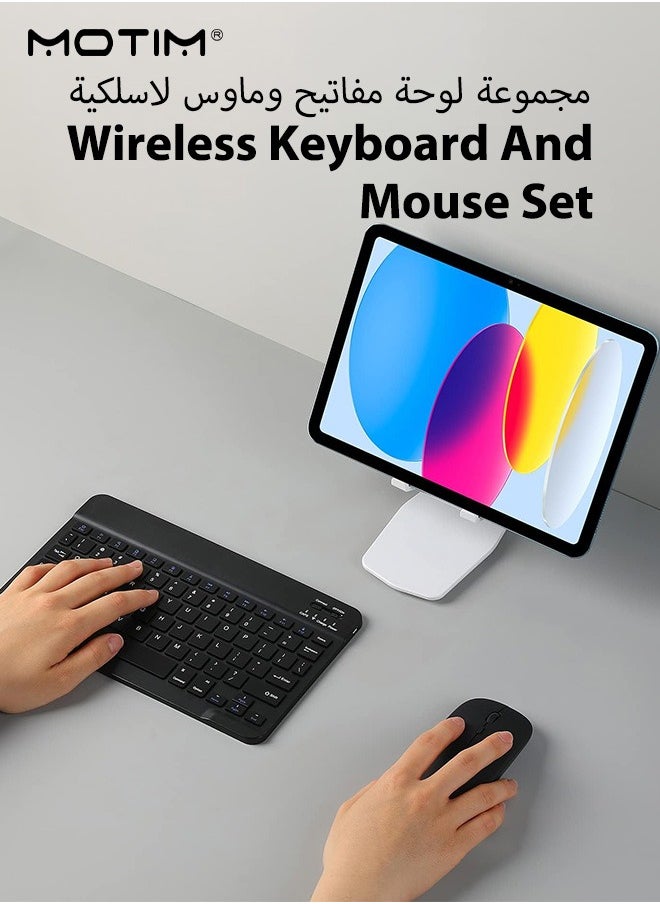 Motim - Bluetooth Keyboard and Mouse Combo, Arabic Layout, Portable Compact Wireless Mouse Keyboard Set for Android Windows Tablet Cell Phone iPhone iPad Pro Air Mini, iPad OS/iOS 13 and above - Image 1