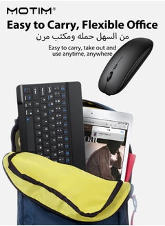 Motim Bluetooth Keyboard and Mouse Combo, Arabic Layout, Portable Compact Wireless Mouse Keyboard Set for Android Windows Tablet Cell Phone iPhone iPad Pro Air Mini, iPad OS/iOS 13 and above  - Image 4