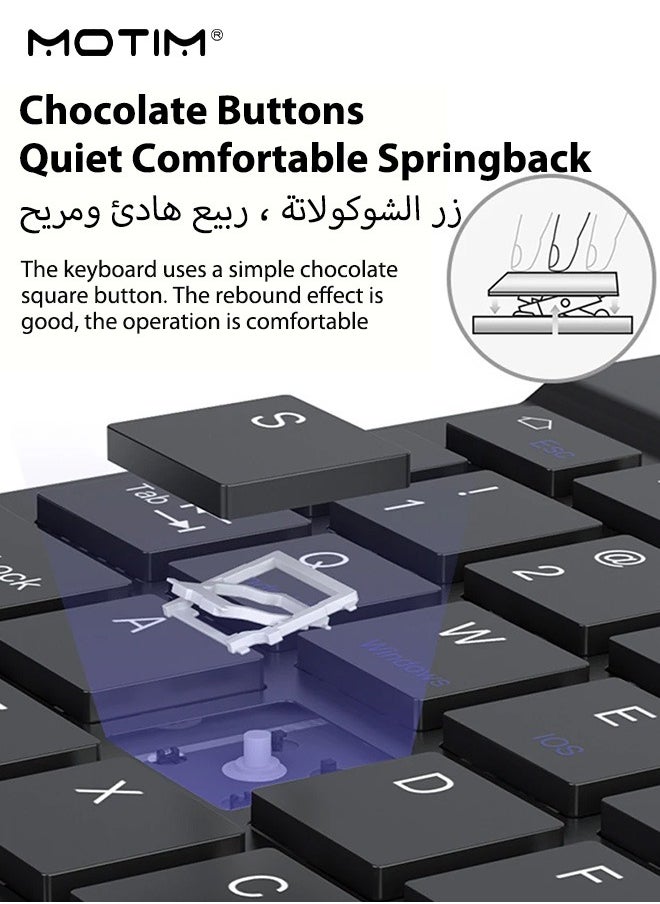 Motim - Bluetooth Keyboard and Mouse Combo, Arabic Layout, Portable Compact Wireless Mouse Keyboard Set for Android Windows Tablet Cell Phone iPhone iPad Pro Air Mini, iPad OS/iOS 13 and above - Image 1