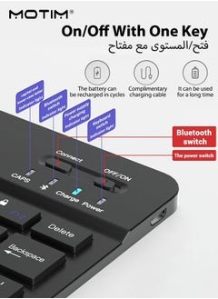 Motim Bluetooth Keyboard and Mouse Combo, Arabic Layout, Portable Compact Wireless Mouse Keyboard Set for Android Windows Tablet Cell Phone iPhone iPad Pro Air Mini, iPad OS/iOS 13 and above  - Image 5