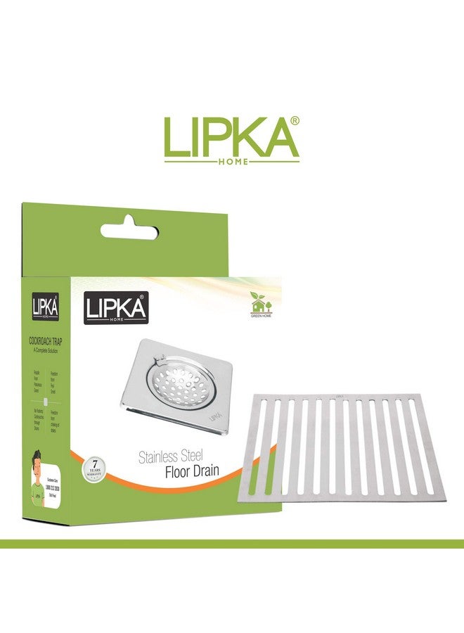 LIPKA 6 x 6 Inches Vertical Grating Floor Drain | Premium Stainless Steel Drain Cover for Bathroom, Kitchen, Balcony, Terrace, Commercial Use | Rust-Free & Anti-Clog Square Drain Trap - Image 3