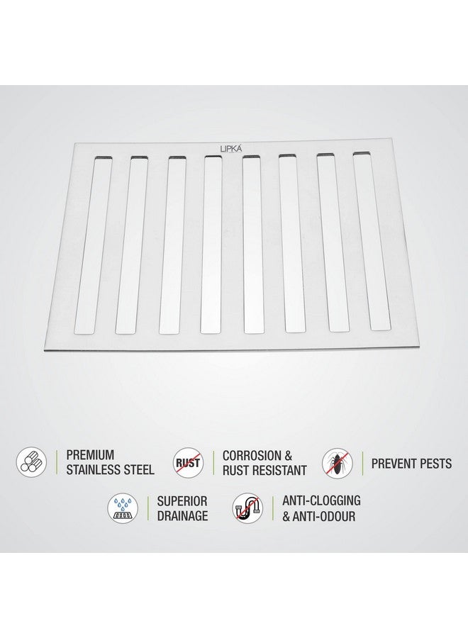 LIPKA 6 x 6 Inches Vertical Grating Floor Drain | Premium Stainless Steel Drain Cover for Bathroom, Kitchen, Balcony, Terrace, Commercial Use | Rust-Free & Anti-Clog Square Drain Trap - Image 4