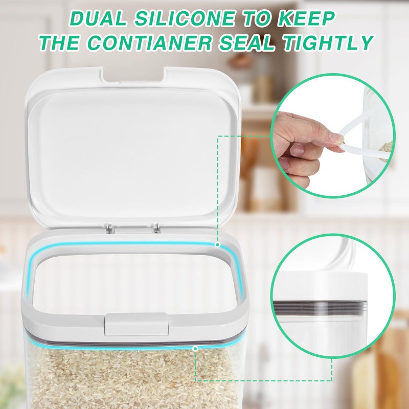 TBMAXS Rice Storage Container - 5.8 Qt | 11 Lbs Crystal-Clear Plastic Food Storage Container Bin with Pop-up Lid for Rice Flour Sugar  Dry Food Holder for Kitchen Pantry Organization and Storage - Image 4
