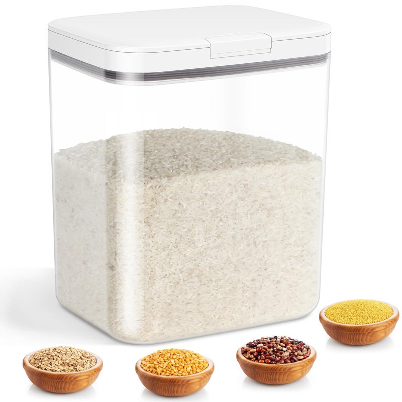 TBMAXS Rice Storage Container - 5.8 Qt | 11 Lbs Crystal-Clear Plastic Food Storage Container Bin with Pop-up Lid for Rice Flour Sugar  Dry Food Holder for Kitchen Pantry Organization and Storage - Image 1