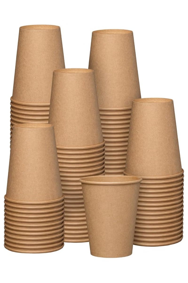 Kraft Paper Hot Coffee Cups, 100 Cups, 12 oz, Brown - Image 1
