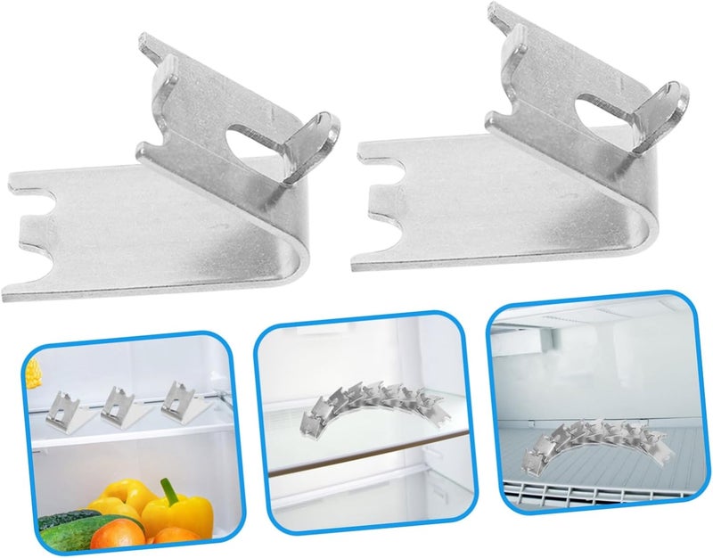 VOSAREA 8pcs Refrigerator Fastener Freezer Shelf Clip Hooks Freezer Shelf Hooks Stainless Steel Clamp for Cooler Support - Image 3