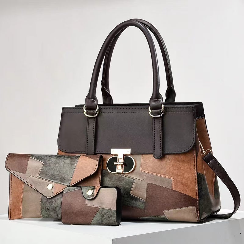 Handbag Bag Fashion New Contrast Color Stitching Bag Retro All-Match Shoulder Bag Women'S Bag - Image 4