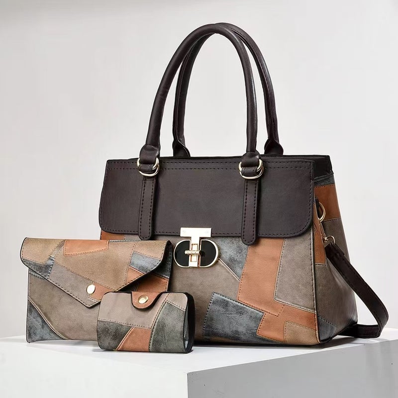 Handbag Bag Fashion New Contrast Color Stitching Bag Retro All-Match Shoulder Bag Women'S Bag - Image 5