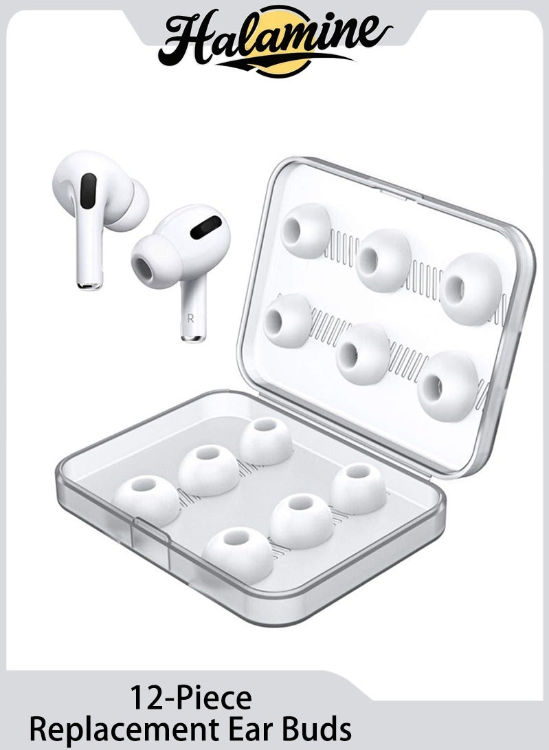Halamine 12-Piece Replacement Ear Buds, Premium Silicon Ear Buds with Portable Storage Box, for AirPods Pro/AirPods Pro 2, S/M/L, 6 Pairs ,White  - Image 1