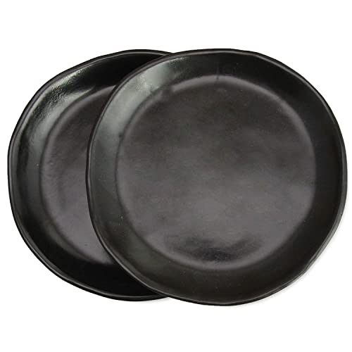 roro 7" Hand Made Ceramic Appetizer Plates – Matte Black Stoneware, Set of 2 Modern Minimalist Design, Perfect for Tapas, Sushi, Bruschetta, Microwave, Oven & Dishwasher Safe - Image 1