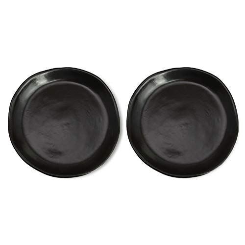 roro 7" Hand Made Ceramic Appetizer Plates – Matte Black Stoneware, Set of 2 Modern Minimalist Design, Perfect for Tapas, Sushi, Bruschetta, Microwave, Oven & Dishwasher Safe - Image 2