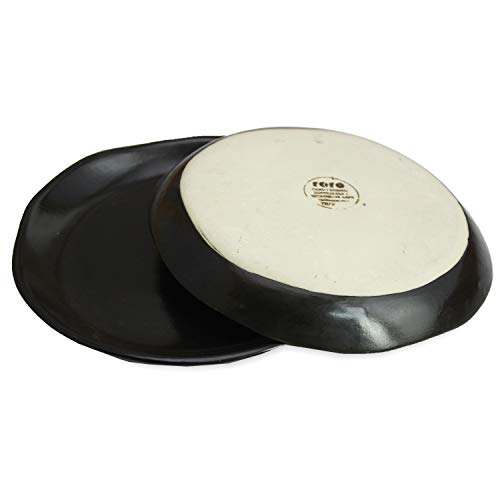 roro 7" Hand Made Ceramic Appetizer Plates – Matte Black Stoneware, Set of 2 Modern Minimalist Design, Perfect for Tapas, Sushi, Bruschetta, Microwave, Oven & Dishwasher Safe - Image 5