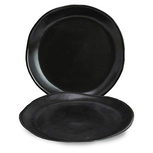 roro 7" Hand Made Ceramic Appetizer Plates – Matte Black Stoneware, Set of 2 Modern Minimalist Design, Perfect for Tapas, Sushi, Bruschetta, Microwave, Oven & Dishwasher Safe - Image 4