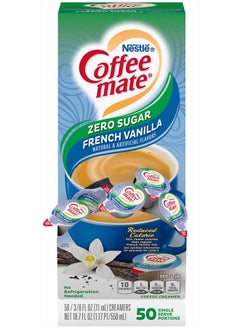 Coffee Mate Nestle Coffee mate Coffee Creamer, Sugar Free French Vanilla, Liquid Creamer Singles, Non Dairy, No Refrigeration, Box of 50 Singles  - Image 1