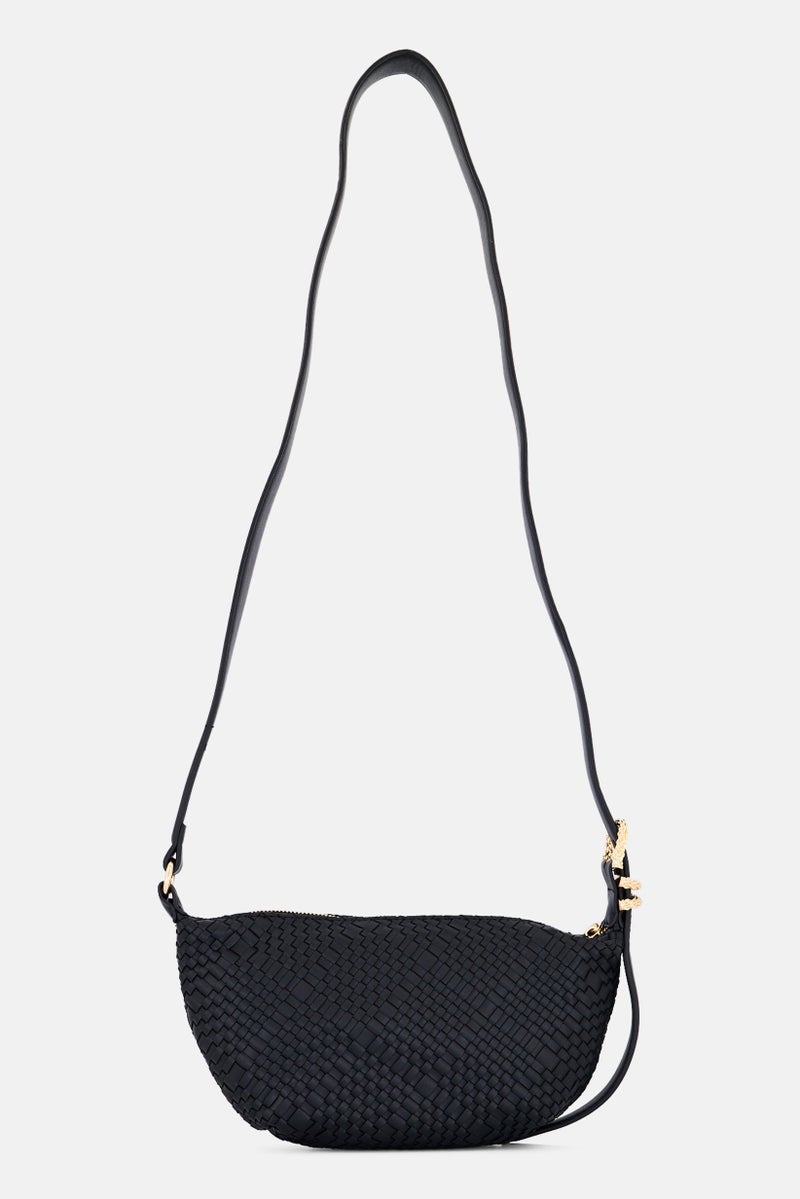 ANNE KLEIN Women Textured Half Moon Cross Body Bag, Black - Image 2