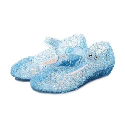 TANDEFLY Princess Girls Sandals Jelly Mary Jane Flats Shoes Dress Up Dance Party Cosplay Shoes for Kids Toddler Blue - Image 1