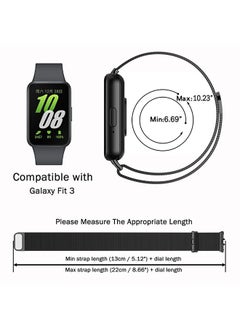 O Ozone Milanese Loop Band For Samsung Galaxy FIT3, Magnetic Stainless Steel Mesh Adjustable Replacement Straps for Men Women - Black  - Image 2