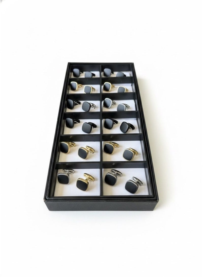 ركس طقم كبك رجالي فاخرة مجموعة متنوعة من الكف لينك بتصميم كلاسيكي و عصري مكونة من 12 زوج من الكبك 69852 - Image 1