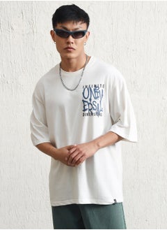 Hubberholme White Oversized Graphic T-shirt for Men, Crew Neck, Pure Cotton  - Image 2