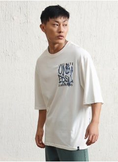 Hubberholme White Oversized Graphic T-shirt for Men, Crew Neck, Pure Cotton  - Image 3