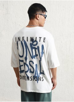 Hubberholme White Oversized Graphic T-shirt for Men, Crew Neck, Pure Cotton  - Image 5
