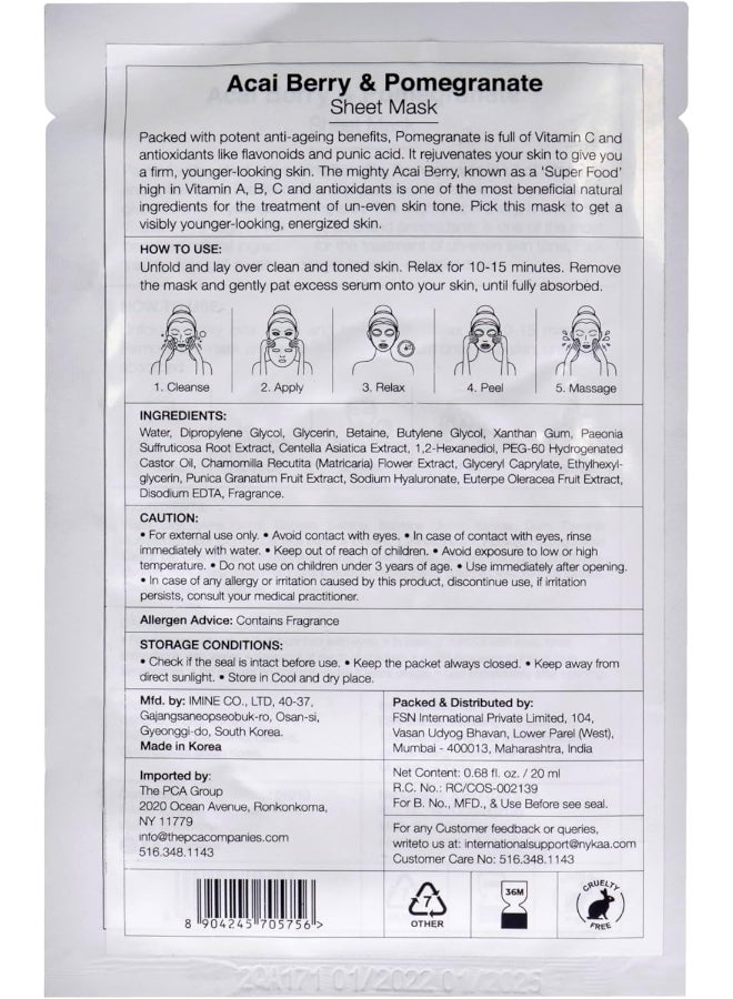 Nykaa Skin Secrets Acai Berry + Pomegranate Sheet Mask - Image 4