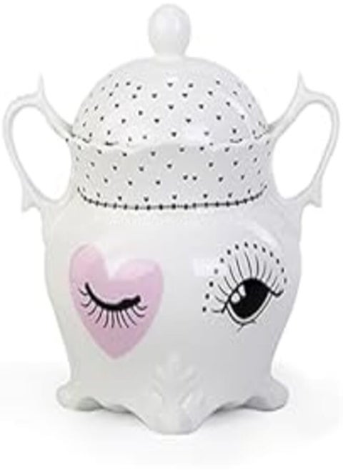 Lotus 1000061 Porcelain Bomboneera Glaze Food Storage Pot, Multicolor 7 Pieces (6 pieces of hexagon ice cream bowl + 1 piece of pyrex tray + stainless holder)